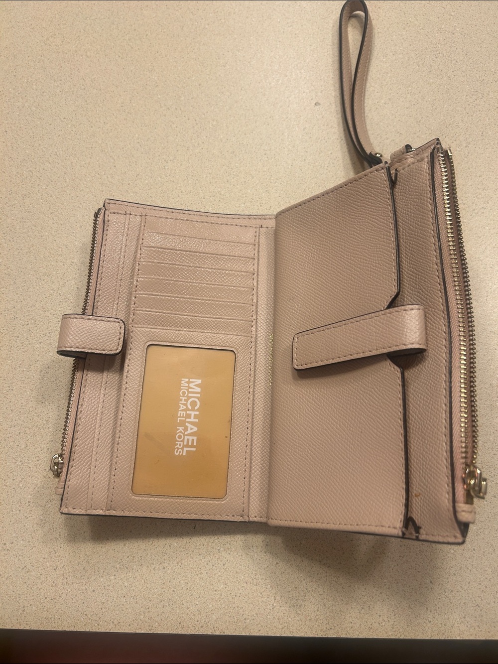 Michael Kors Rose Gold Metallic MK Logo Wristlet - Picture 6 of 7